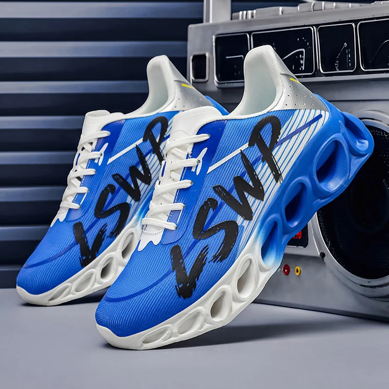 Herren-Laufschuhe, Tennisschuhe, koreanischer Stil, trendige Herren-Sportschuhe mit dicker Sohle und hohlem Design, atmungsaktives Mesh-Material, abriebfest, stoßdämpfend, für den täglichen Gebrauch, lässige Laufschuhe für Herren. – Detail 8