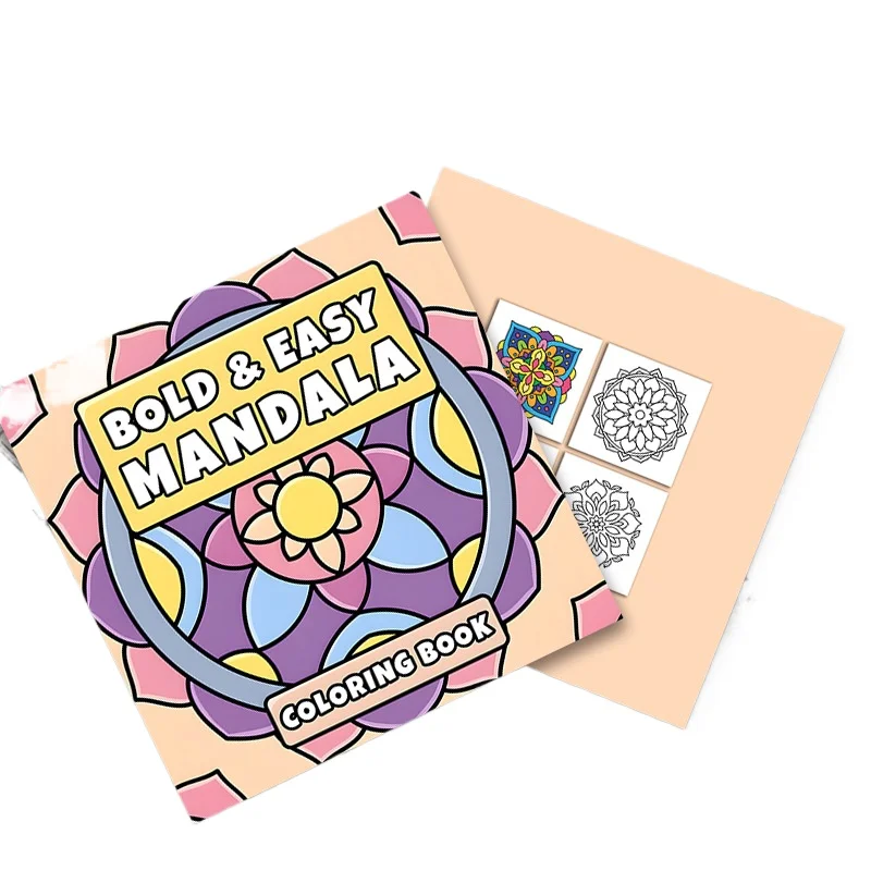 Adult Mandala Coloring Book Thick Paper Easy Bold Pattern Stress Relief Art Notebook Hot Cross-border New Arrival