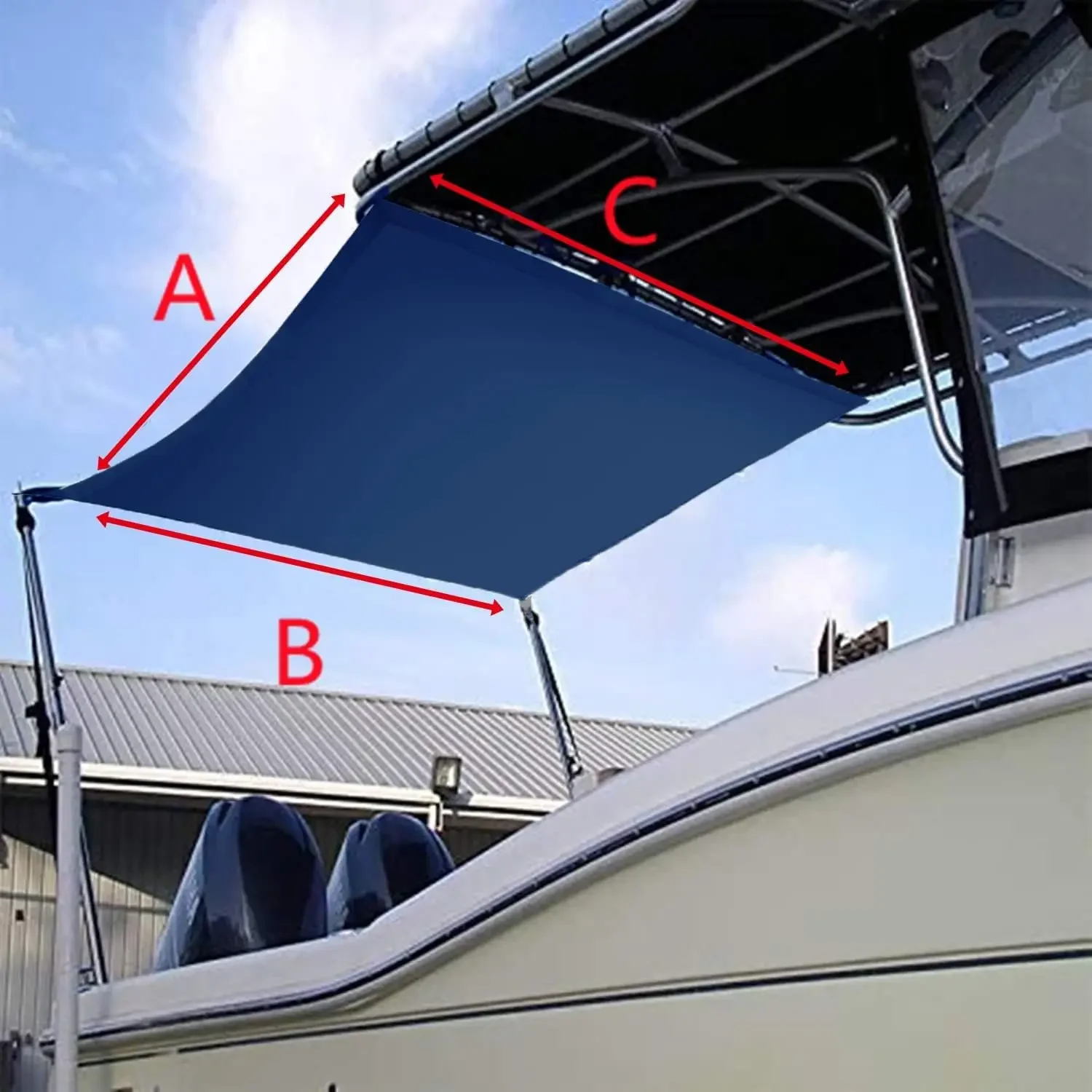 Boat T-Top Sun Shade Kit Boat Canopy, Boat Cover with Stainless Steel Telescopic Rod Foldable, UV-Proof 1200D High-Tech