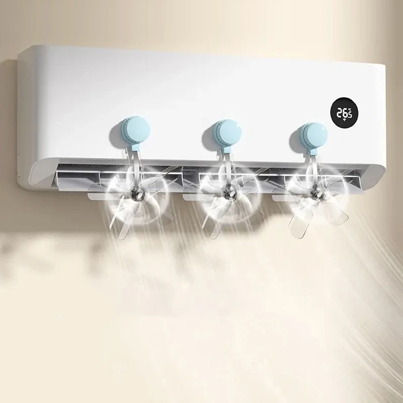 3Pcs Wall Mounted Conditioning Guide Fan Plastic Adjustable Suction Cup Air Conditioning Ventilator Windmill Shaped