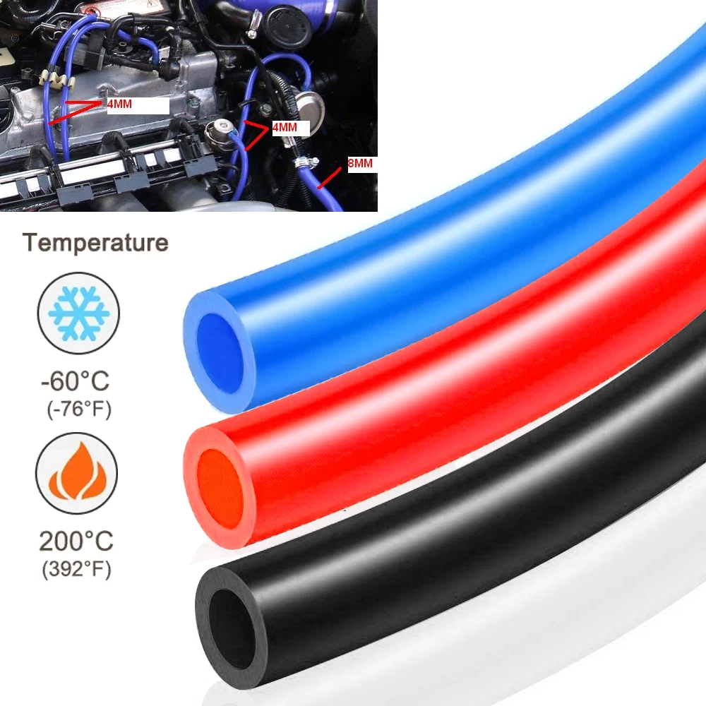 3mm Thickness Car Vacuum Silicone Hose Universal Inner Diameter 3/5/4/6/8/10/12/14mm Racing Line Pipe Tube Black Red 1Meter