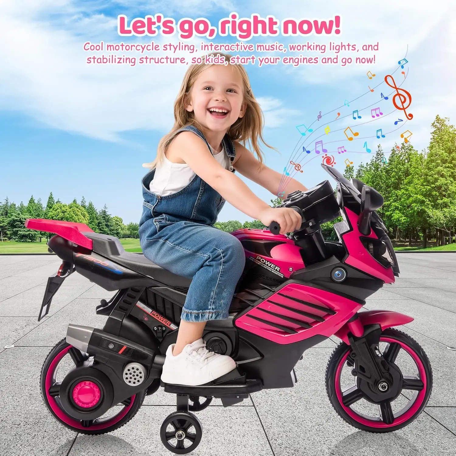 Moto pour enfants 6V, jouet de voiture électrique avec roues d'entraînement, phare de travail, klaxon et musique, pour les tout-petits garçons et filles de 3 à 6 ans