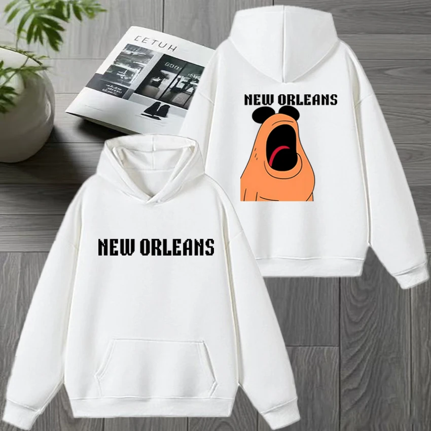 Funny New Orleans Marcus The Worm Art Meme Cartoon Character Graphic Hoodie Unisex harajuku Fleece Sweatshirt Men women pullover