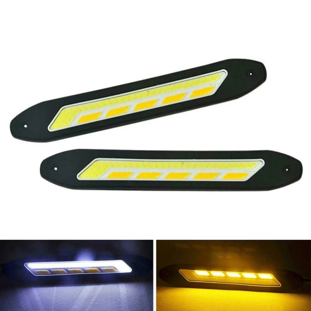 

Car LED Daytime Running Light Strip For Most Vehicles 260mm White+Yellow Light -DRL Fog Turn Signal Lamp Quick Installation