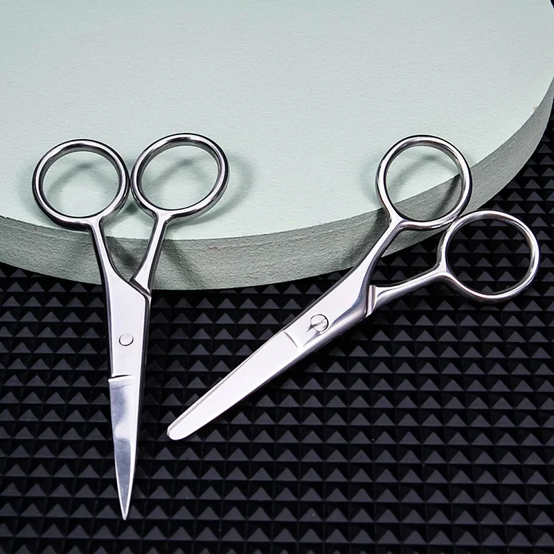 Stainless Steel Round Head Nose Hair Scissors Makeup Eyebrows Small Scissors Beard Scissors Beauty Tools Makeup Tools