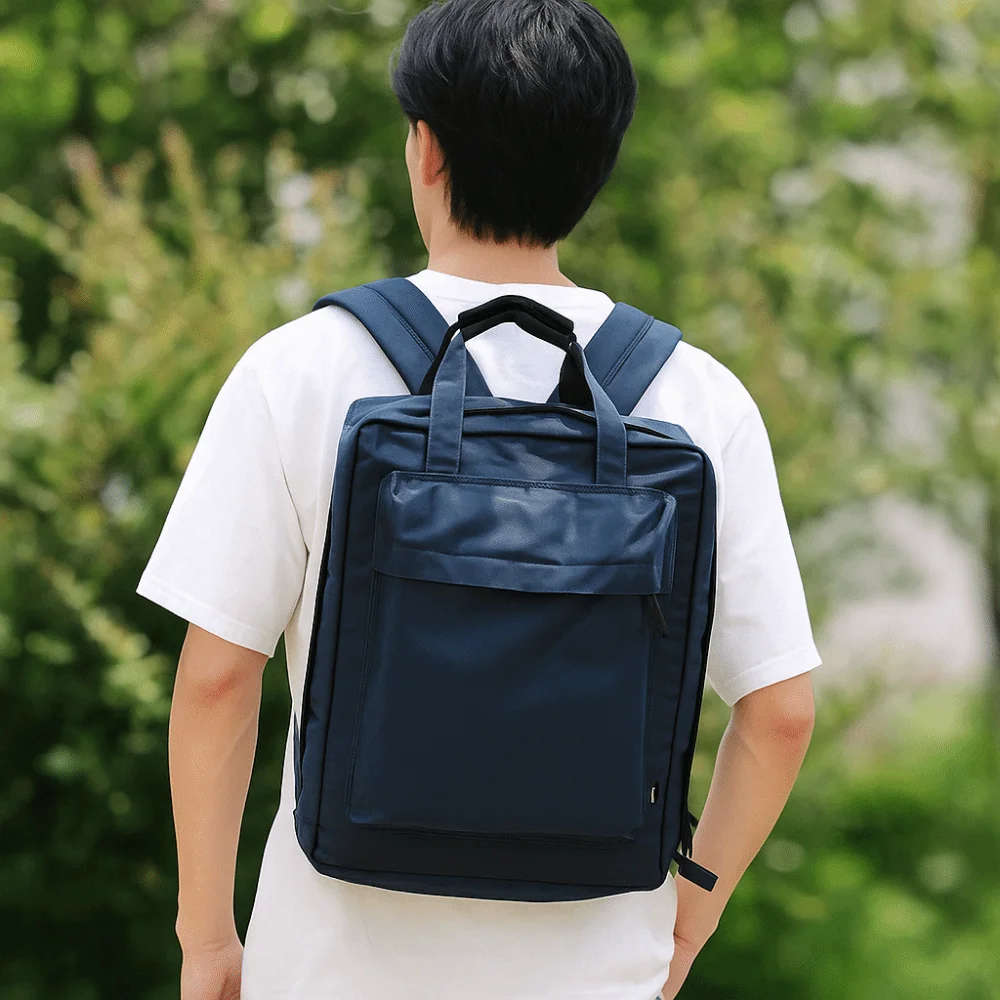 Stylish Nylon Business Laptop Backpack Solid Color Large Capacity Short Trip Bag Waterproof Luggage Bag for Travel