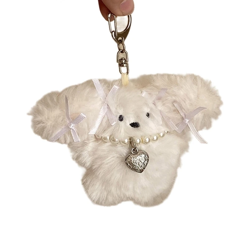Plush Rabbit Keychain Hanging Ornament Handbag Charm Pendant for Girls Women