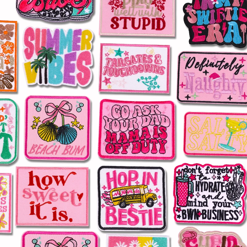 

Positive Language Patch Cartoon/Letter Embroidered Patches Iron On Patches For Clothing Thermoadhesive Patches For Clothes DIY