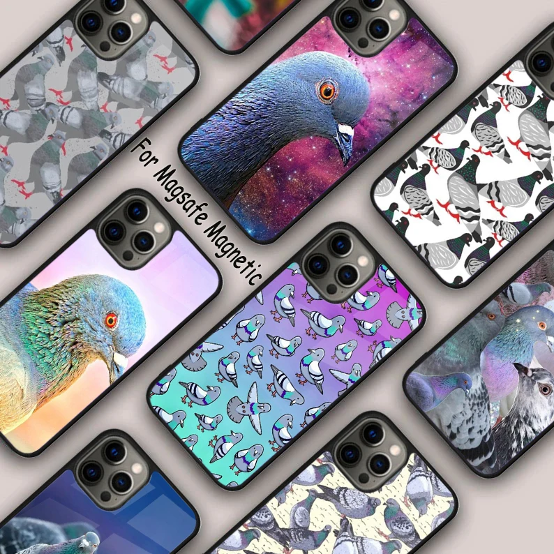 Pigeon Galaxy - Funny Bird Photo Magnetic Phone Case For APPLE iPhone 16 14 13 12 11 Pro Max 15 Plus Wireless MagSafe Cover