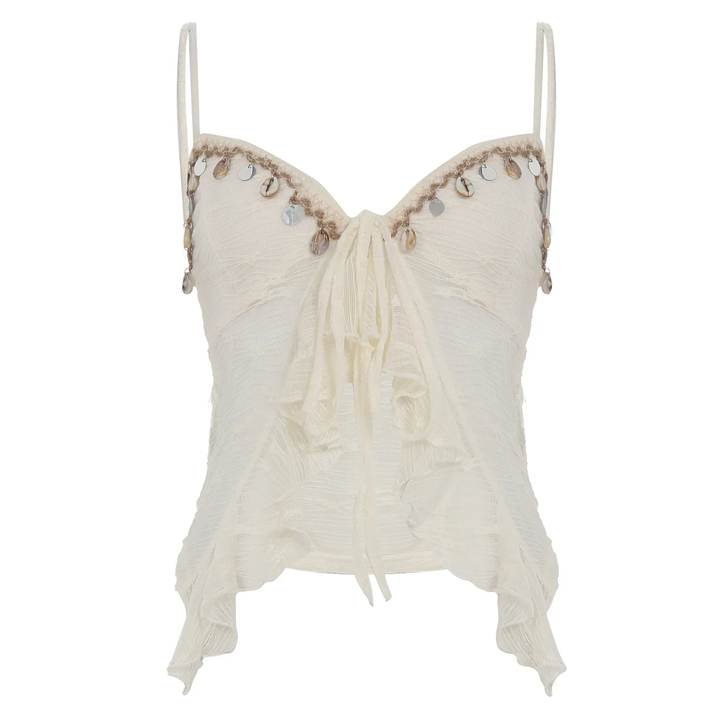 Mode ins pur désir épices filles coquille chaîne col en v nœud irrégulier dentelle vacances fée romantique Sue petite fronde fille