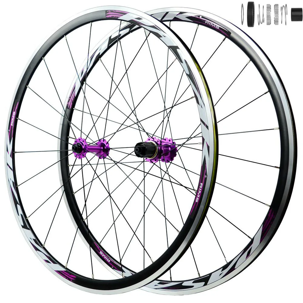 1 Pair Aluminum Alloy Four Pin Bearing Road Bike Wheelset 700c Dt Planetary Ratchet 54t Bicycle Wheel 11 Speed C Brake V Brake