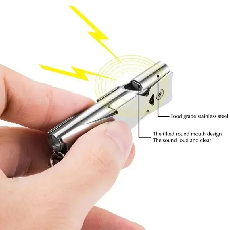 1 ชิ้น Double Pipe Whistle จี้พวงกุญแจ Decibel กลางแจ้ง Survival นกหวีดฉุกเฉิน Camping เครื่องมือนกหวีดมัลติฟังก์ชั่น