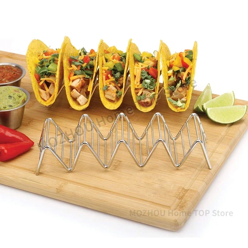 

New Wave Shaped Taco Holder Mexican Food Stand Stainless Steel Pancake Racks Creative Corn Rolls Holders Kitchen Restaurant Tool