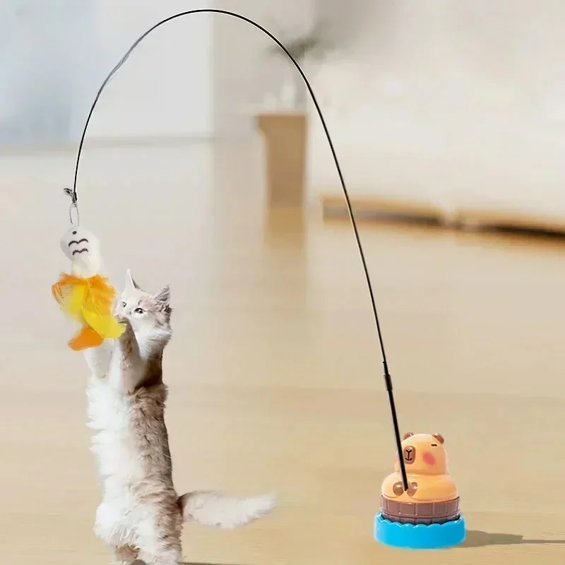 The Capybara Cat Toys Include Interactive Bell Bird Cat Stick Toys Kitten Cat Play And Teasing Stick Toys And Pet Cat Supplies