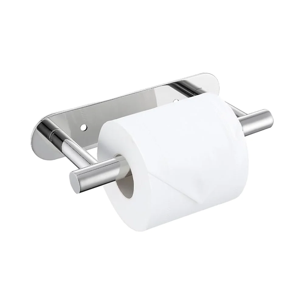 

Chrome Eco-Friendly SUS304 Stainless Steel Modern Double Base Toilet Paper Holder Wall Mount For Bathroom/Kitchen 3-Year
