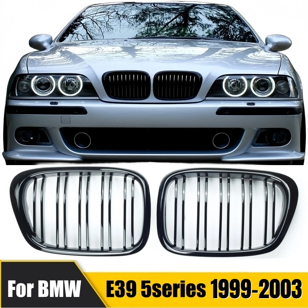 For BMW E39 5 Series 525 528 Gloss Grille Car Front Hood Grill Kidney GrillesRacing Grill 1999-2003 Accessories Dual Line