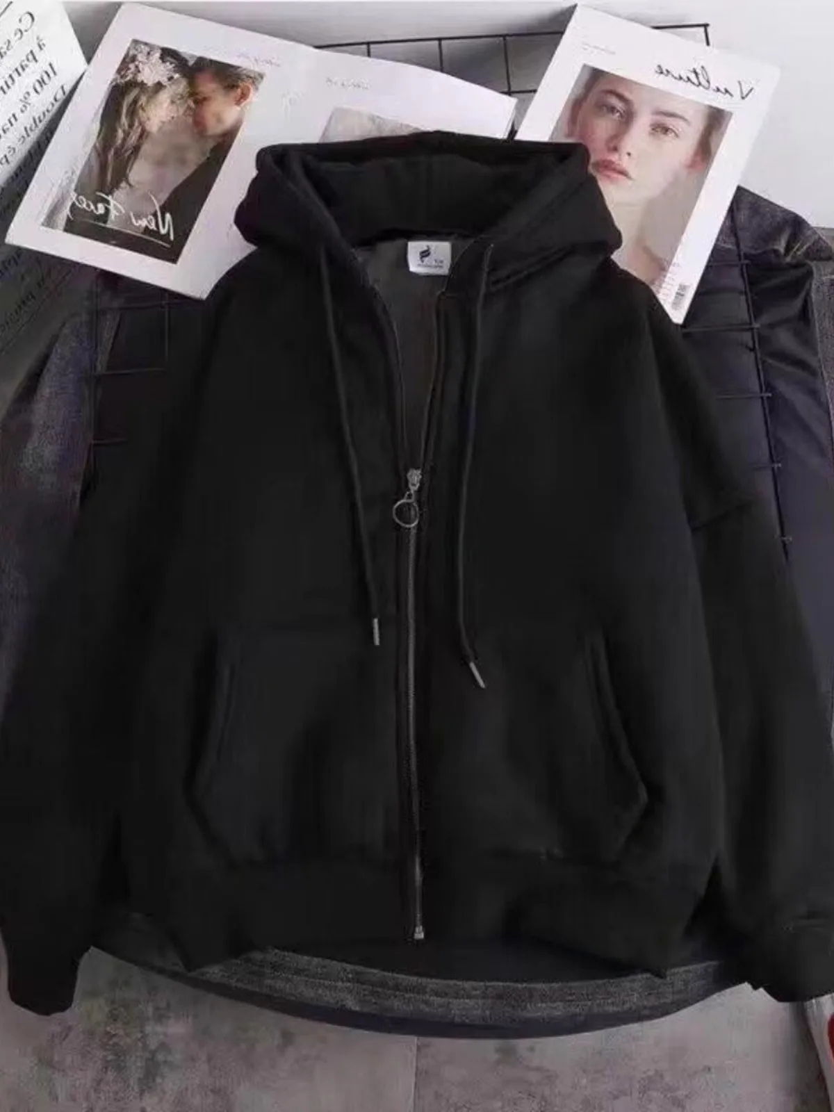 سترة بغطاء للرأس ثقيلة أمريكية مانعة للتسرب للرجال للخريف والشتاء ماركة أزياء مبطنة بالصوف سميكة مقاومة للاهتراء... #2