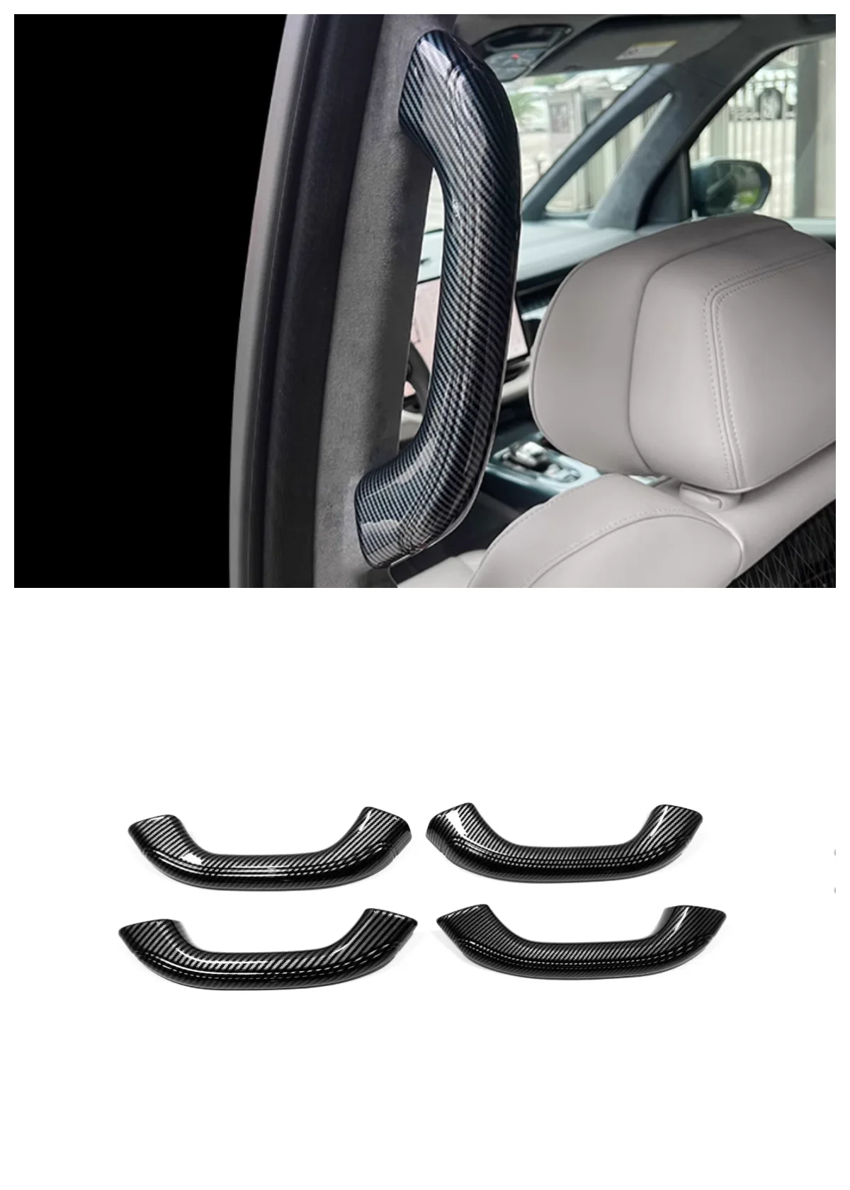 Suitable for Geely ZEEKR 009 2023 middle door handle frame ABS decoration Auto Parts carbon fibre Peach wood 4 piece set