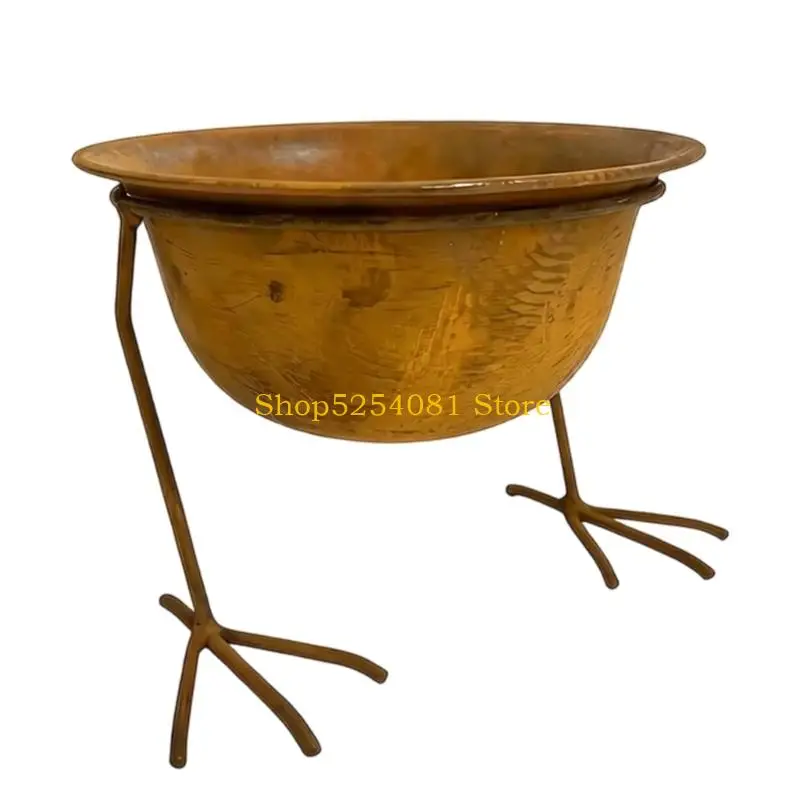 AXYC Metal Animal-Foot Flower Pot, Iron Bowl Pot for Shelf, Table, Console, Entryway, and Small Flower Home Display Use