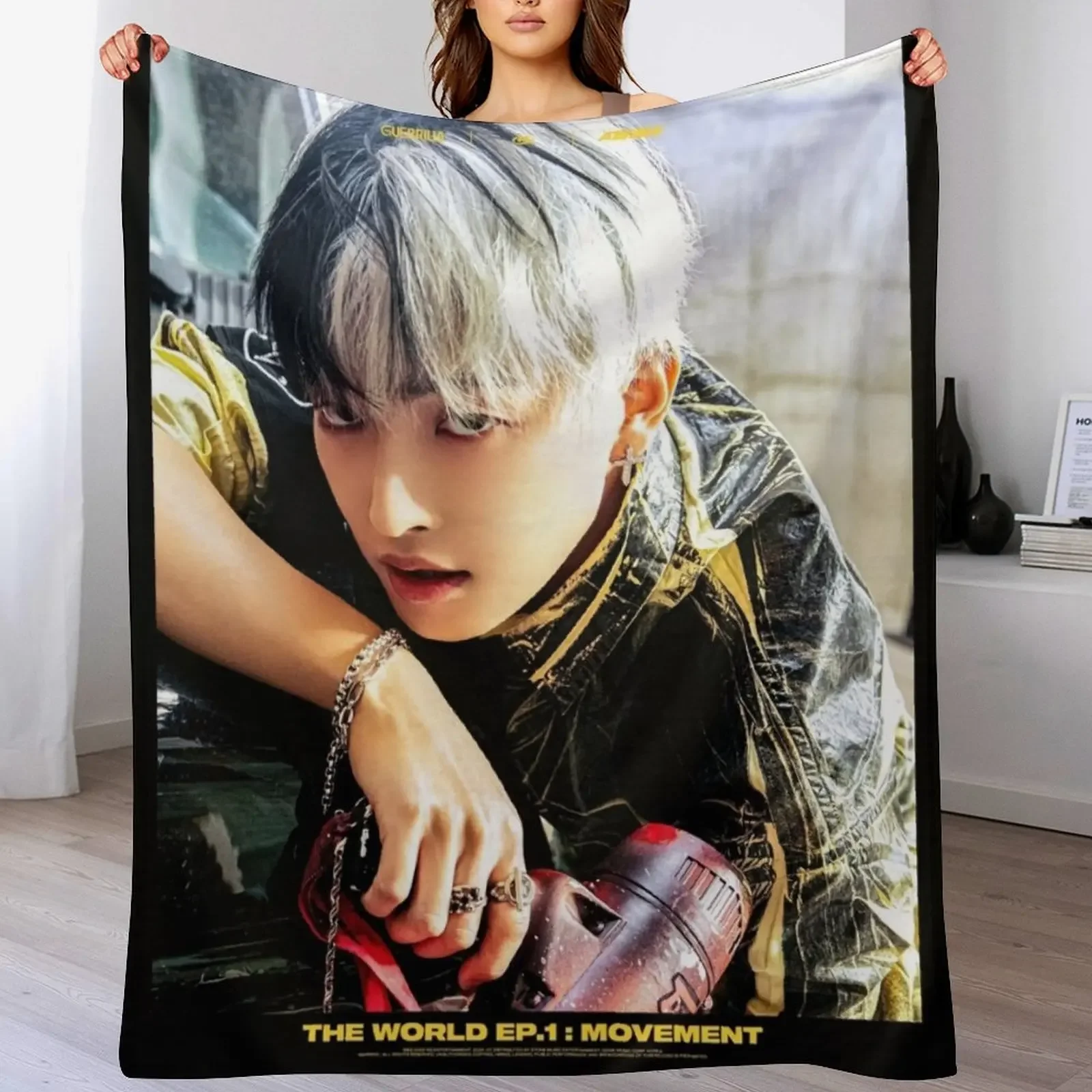 Hongjoong - Ateez Throw Blanket Multi Purpose Soft Warm Blanket for Home Travel