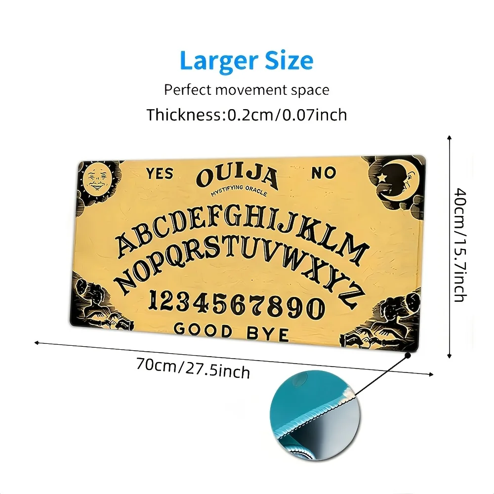 لوحة ماوس كبيرة مستوحاة من لوحة Ouija مقاس 89.92 × 39.88 سم - تصميم مطاطي غير قابل للانزلاق، للشمس والقمر مع خياطة زخرفية للمنزل وO