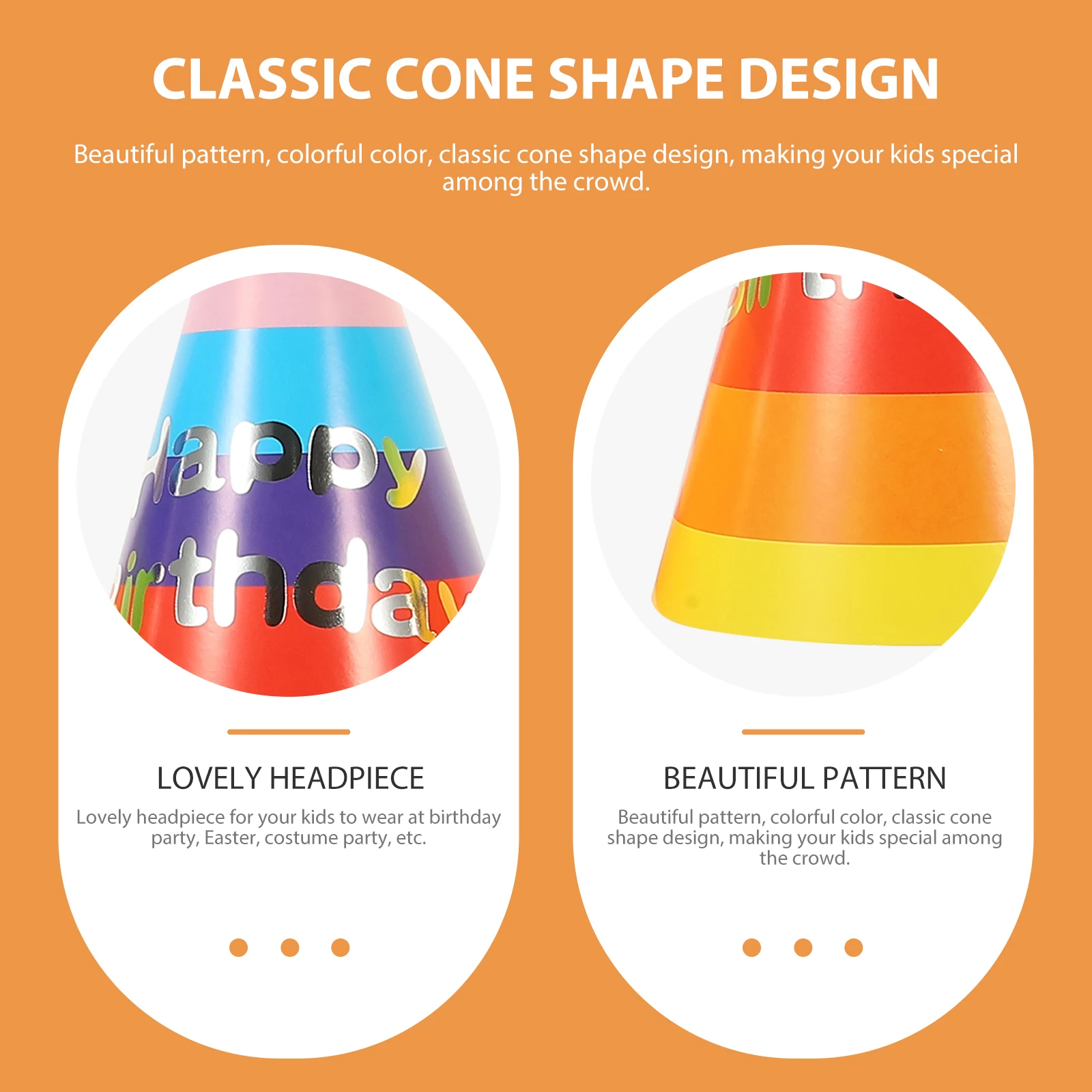 

32pcs Birthday Hats Party Decor Sequin Cone Cap Paper Kids Crown Student Photo Props Festive Costume Accessories