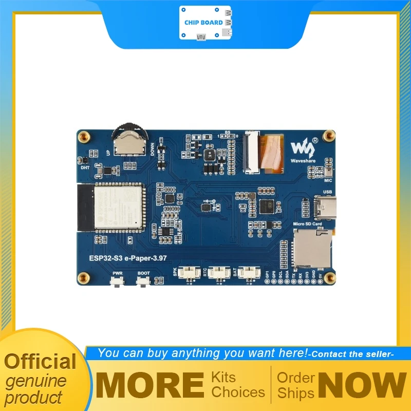 Waveshare ESP32-S3 3.97-inch E-Paper Display Dev Board: 800x480 Resolution, Wi-Fi/BLE, Integrated AI Voice & Mic
