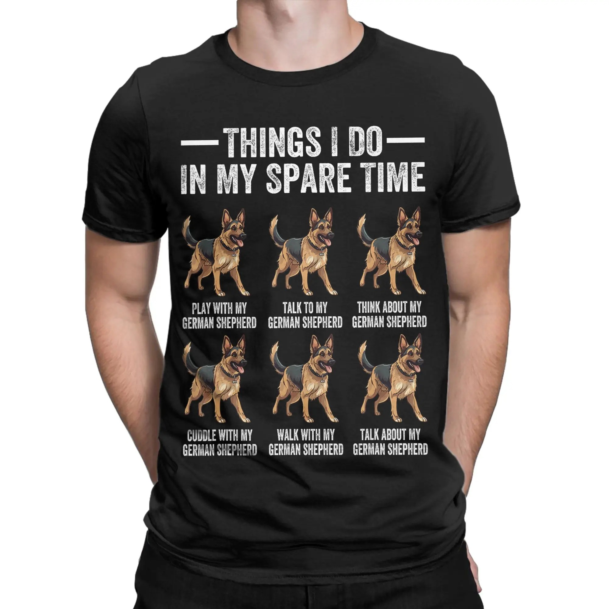 Leisure Things I Do in My Spare Time T-Shirt Men Women Pure Cotton T Shirt German Shepherd Dog Dad Mom Tee Shirt Graphic Clothes