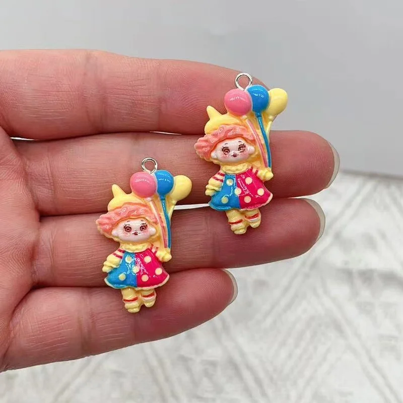 10Pcs Cartoon Resin Cute Balloon Girl Style Earrings Pendant Scrapbook Craft Diy Miniature Decorations