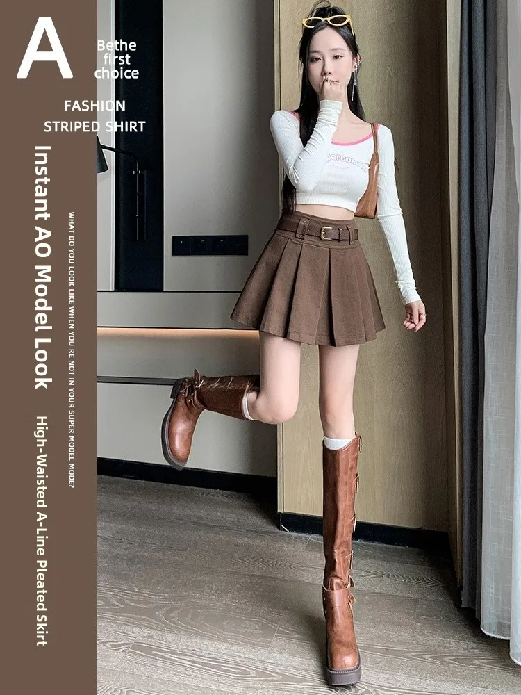 Taille haute a-ligne jupe plissée femmes automne hiver Faion f corps jupe ort jupe moulante jupe coréenne Sle