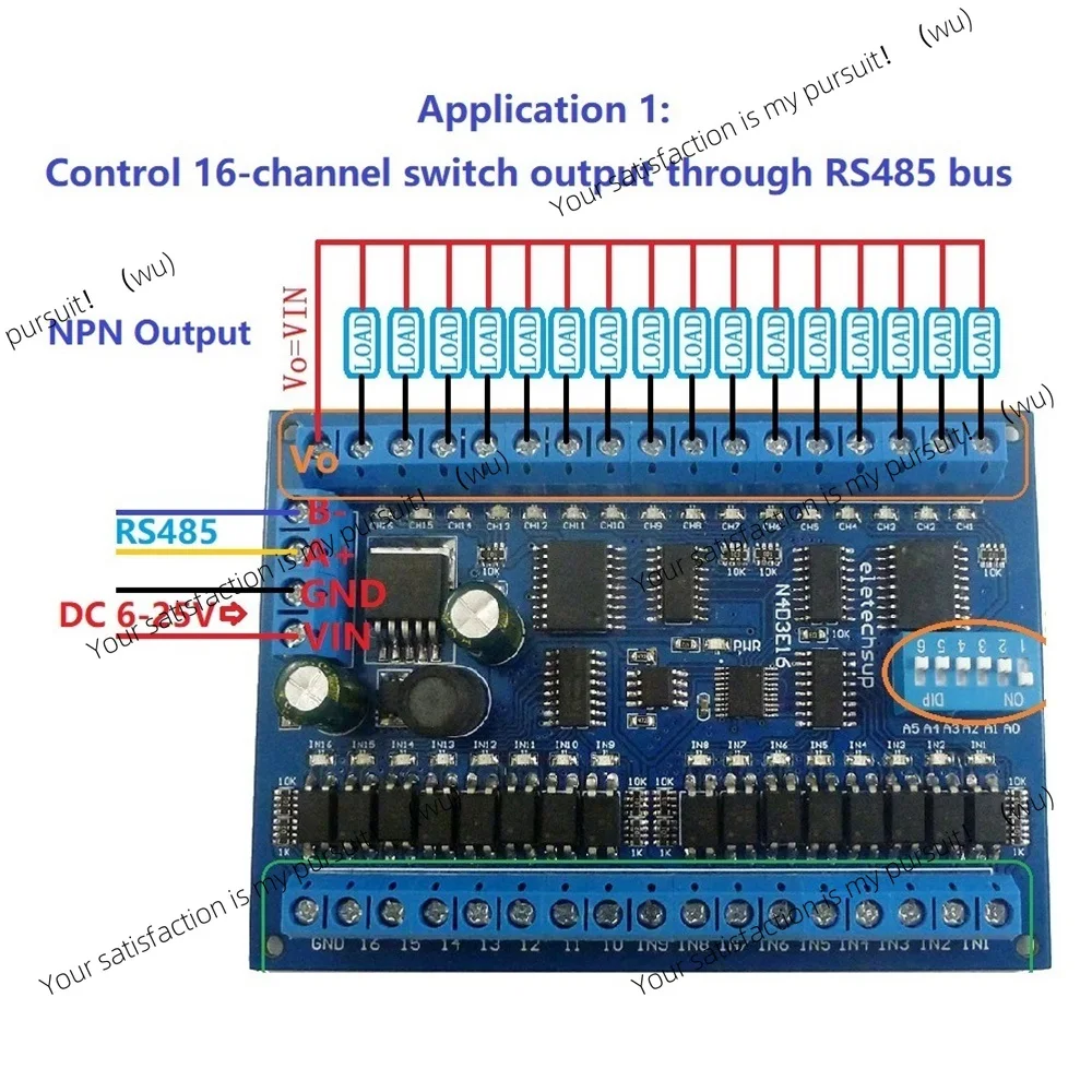 24V DC 12V 16 inputs 16 outputs RS485 remote control PLC IO expansion board module for Modbus RTU, board only