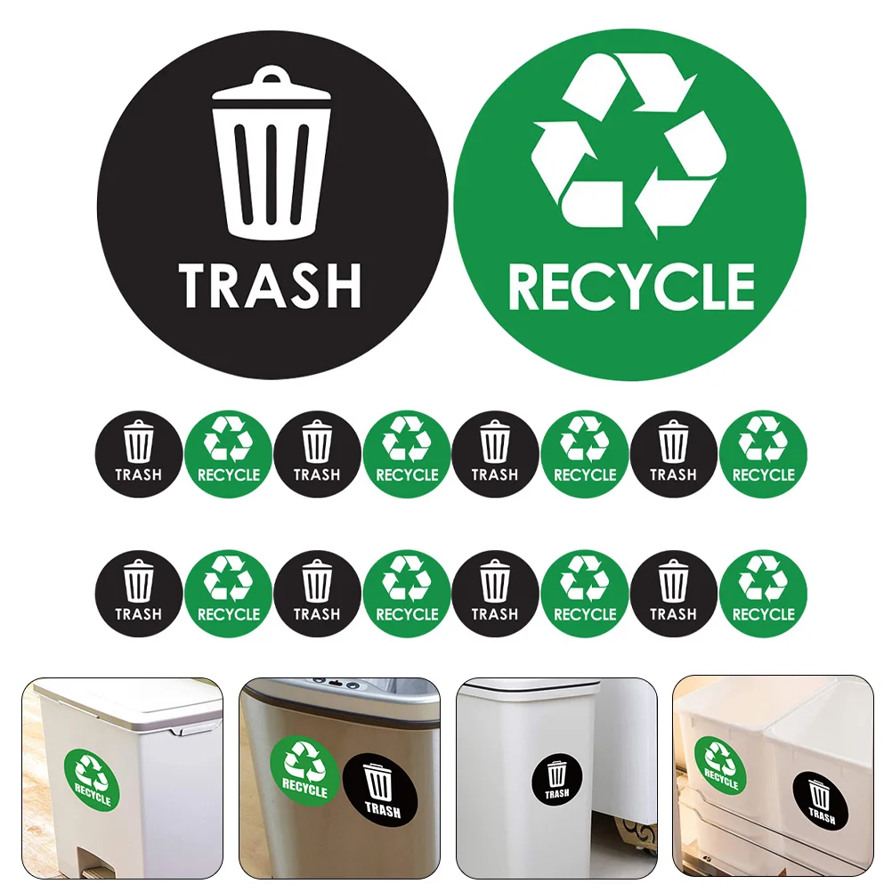 

1 Set Pvc Trash Recycling Stickers Waterproof Garbage Classification Labels Self-Adhesive Waste Bin Signs Trash Can Decal Label