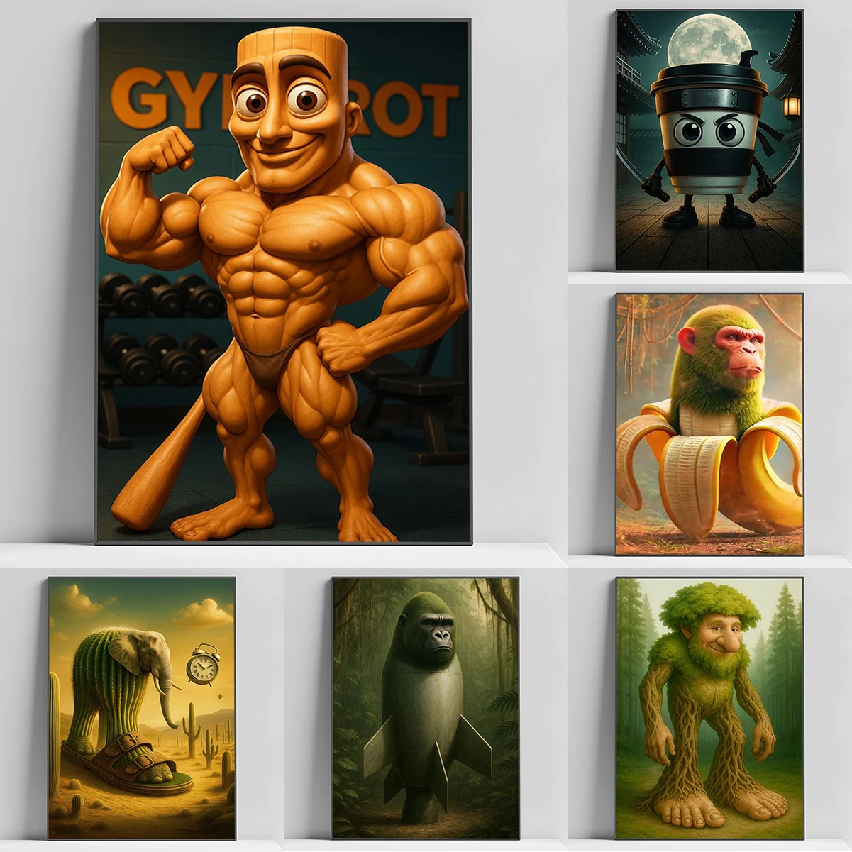 

New Tralalelo Tralala Tungtungtung Sahur Italian Brainrot Canvas Poster Wall Art Playroom Game Studio Room Wall Decor