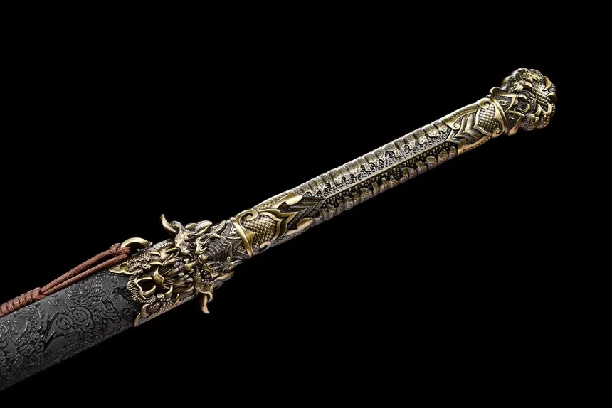 126cm Medieval Emperor Sword Metal inlaid Golden Dragon True Sword True Steel Samurai Kung Fu weapon Battle ready Sharp katana