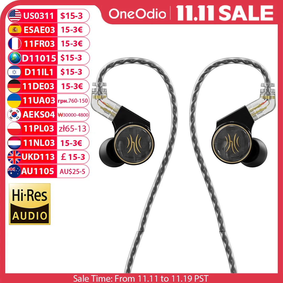 Oneodio Master1 หูฟังแบบมีสายในหู 1BA + 1DD Hi-Res Monitor หูฟังที่ถอดออกได้ HiFi หูฟัง 3.5 มม./ประเภท C พร้อมไมโครโฟน