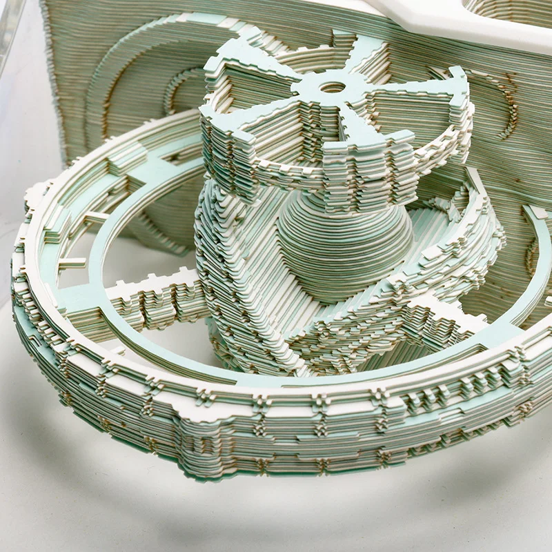 Anillo de estrella con temática de ciudad, papel en capas estéreo 3D tallado, nota adhesiva creativa Cultural con encanto arquitectónico cósmico