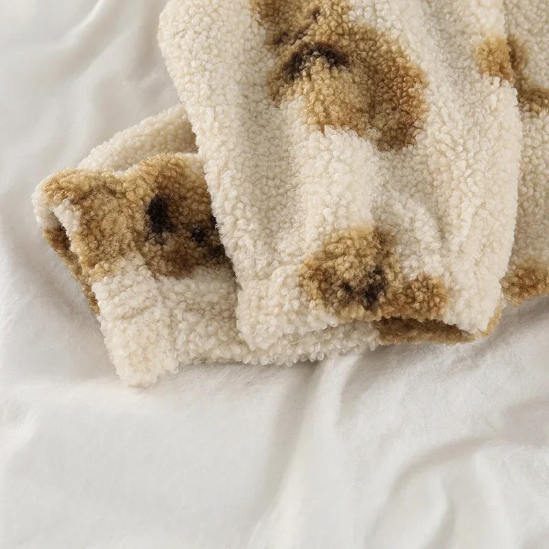 جديد الكرتون الدب الصوف جاكت مزود بغطاء للرأس المرأة عادية هوديي الإناث زمم البلوز معطف دافئ هوديس زوجين الملابس