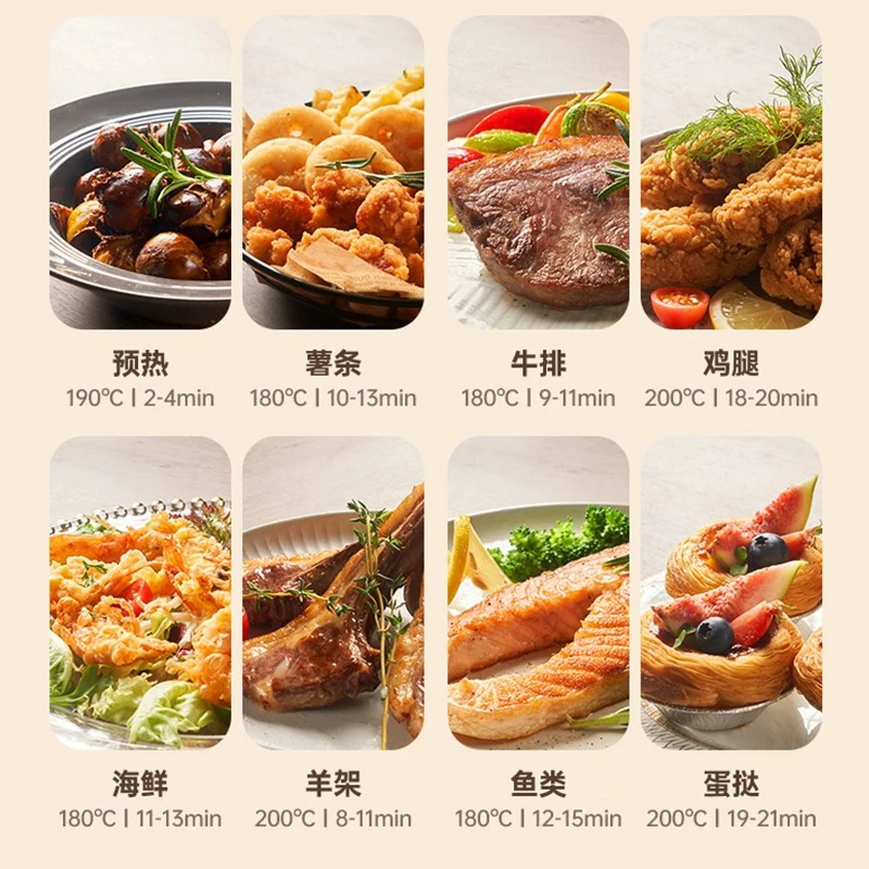 새로운 에어 프라이어 가정용 에어 프라이어 공식 다기능 회전 없음 시각적 코팅되지 않은 유리 라이너