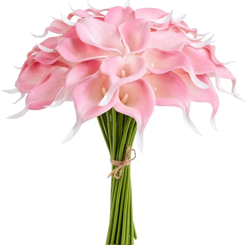 

Искусственные цветы Calla Lily, 12 шт., розовые, на ощупь как живые, для свадебного букета, девичника, весеннего декора дома и кухонного стола