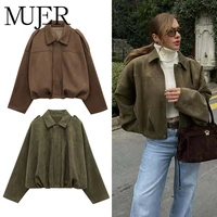 MUJER 2025 cazadora de gamuza para mujer, prendas de vestir exteriores, chaqueta de gran tamaño, ropa de calle para mujer, abrigos con cremallera para mujer, chaquetas universitarias acolchadas