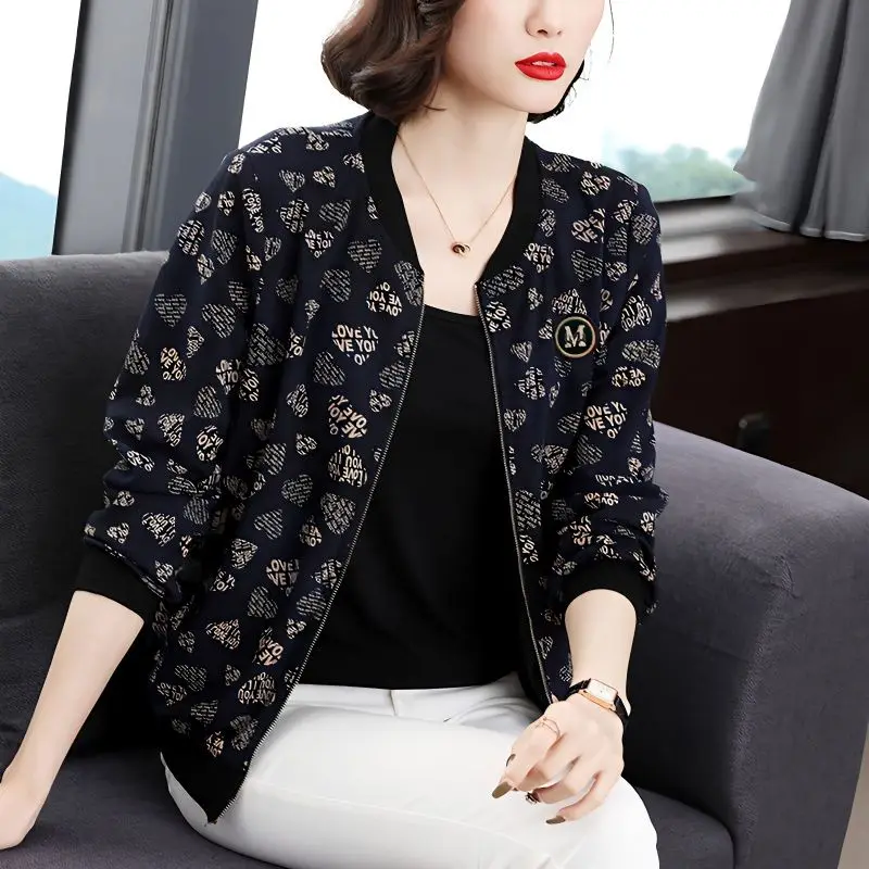 

Short Jacket Long Sleeved Stand Up Collar Cardigan Double-layer Korean Version Middle-aged Mother, Western-style Women's Top