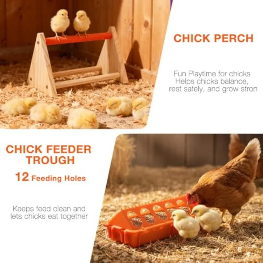 【Spot goods】Chicken Feeder and Waterer SetAutomatic 1L Chick Feeder and Waterer with 2 Wooden Perch Baby Chicks Supplies for Du view 5