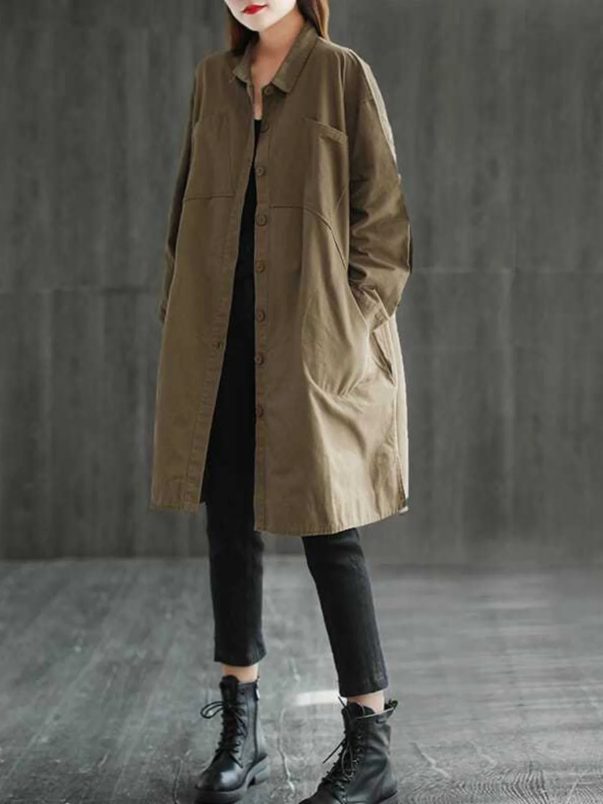 

Loose Casual Long Sve Women's Coat Spring Autumn New Sle Korean Version Straight Cut Single Button Windbreaker Jaet