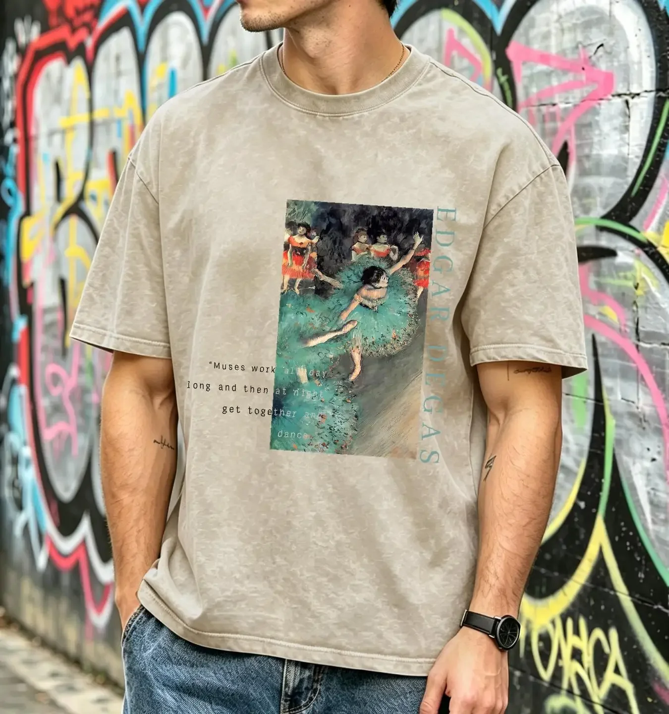 washed T Shirt Edgar Degas Dancers Vintage Aesthetic Art History Clothes Classical Retro Ballet Pastel long or short sleeves