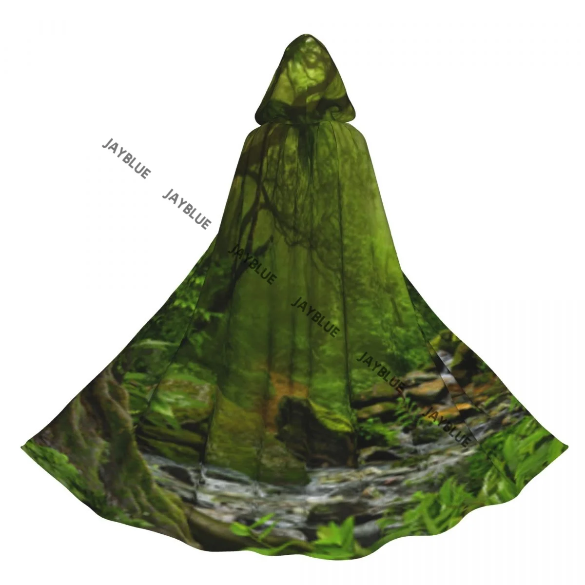 Unisex Witch Party Reversible Hooded Adult Vampires Cape Cloak Woods Idyllic Forest Greenland Dreamy Mystic Fresh Tropical