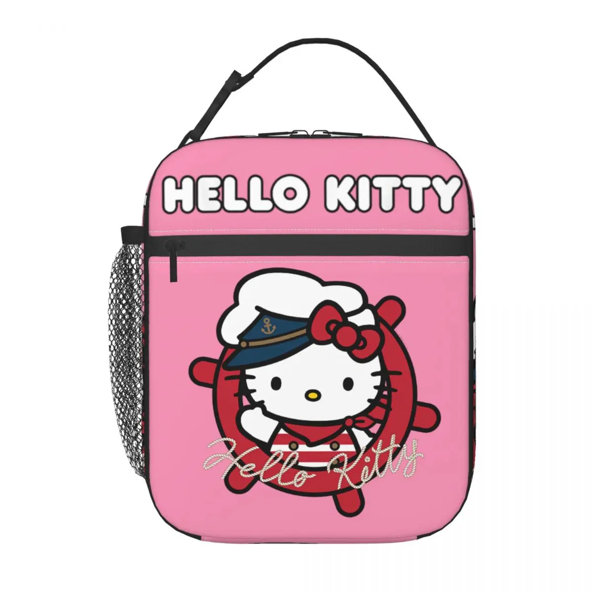 Custom Hello Kitty Nautical Sailor Lunch Bag Warm Cooler Insulated Lunch Box for Work Office Picnic Food Portable Tote Bags