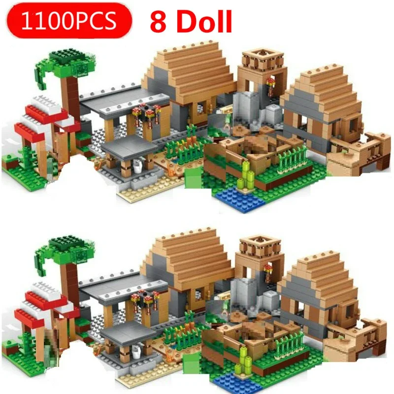 2022 NEW Send Flying Dragon For minecraftinglys Compatible  Building Blocks Mountain Cave Light Village Warhorse Tree House Toys