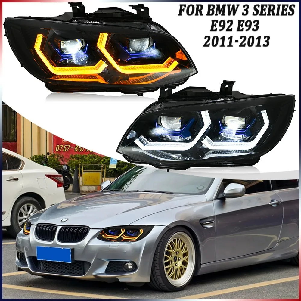 

2 шт. светодиодные фары в сборе для BMW 3 серии E92 E93 2011-2013 гг., передние фары DRL, последовательные аксессуары для фар LH + RH