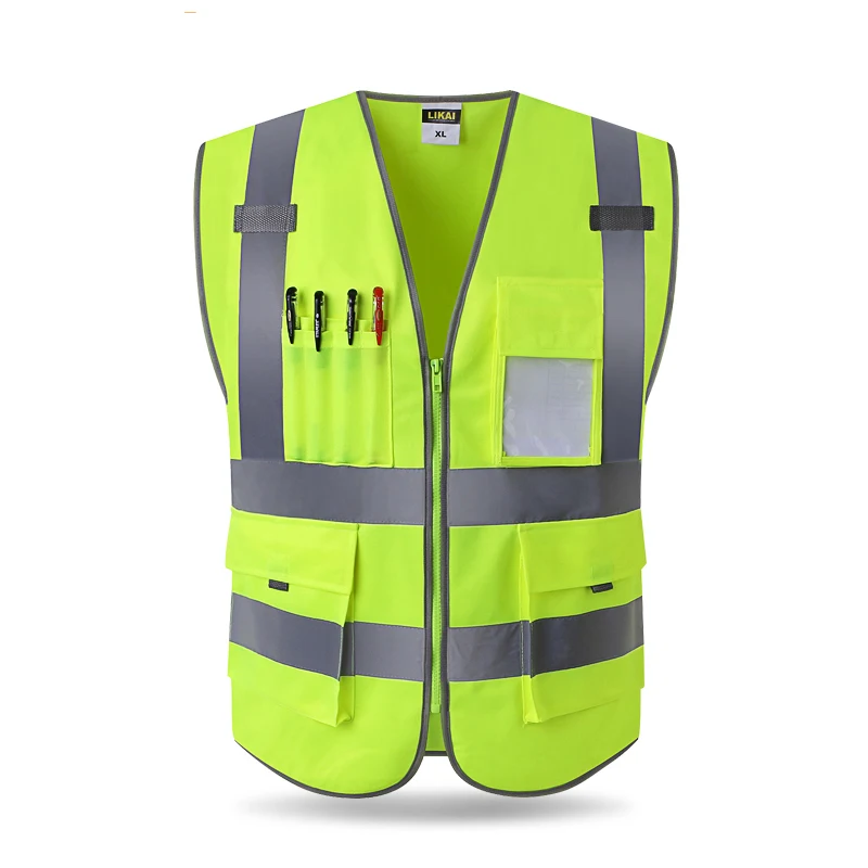 Reflective Safety Vest With Pockets Working Clothes Hi Vis Jacket Men Multi Pocket Vest Security Vest