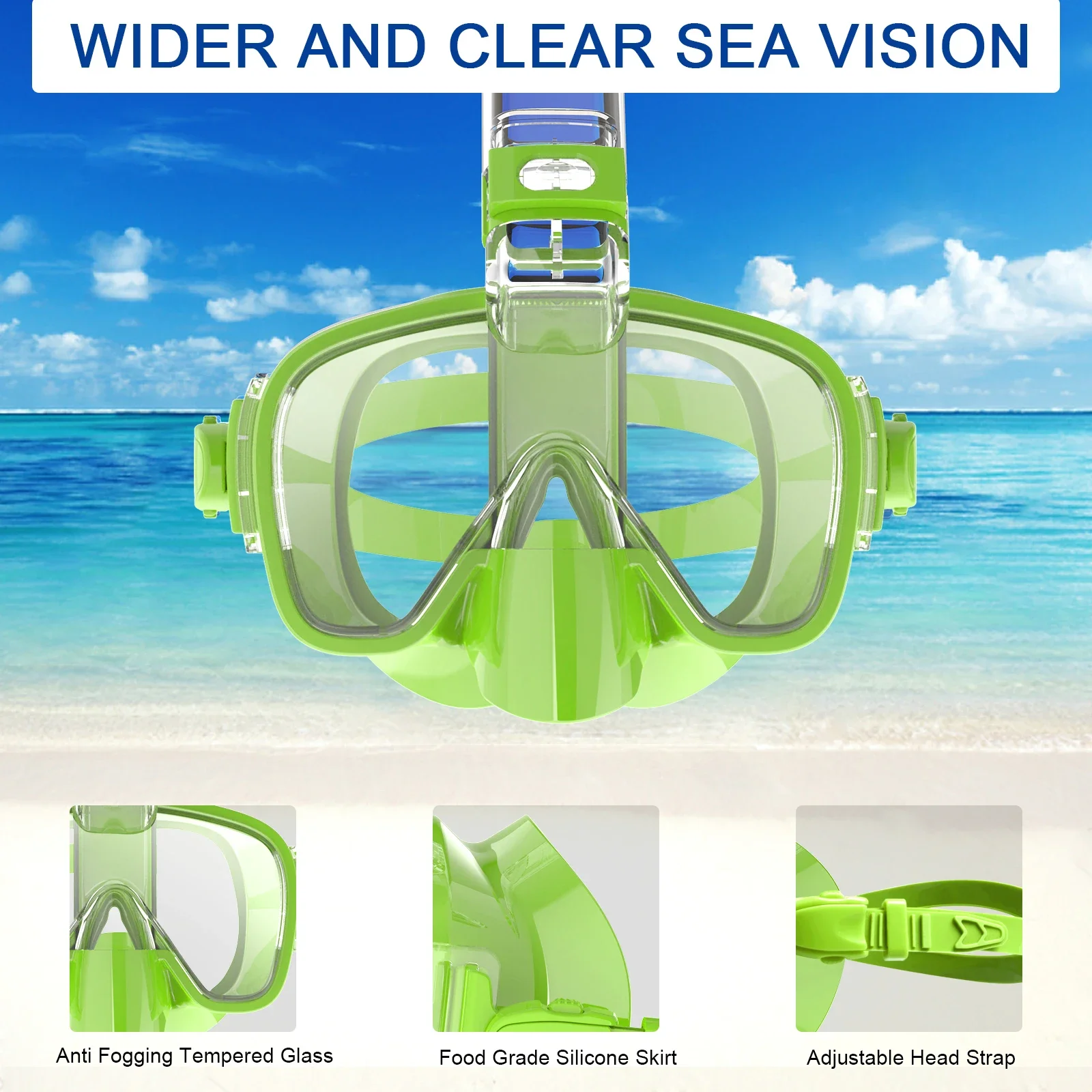 2021 China Manufacturer new design high-quality 2 in 1Anti-Leak free diving mask and snorkel set with camera mount